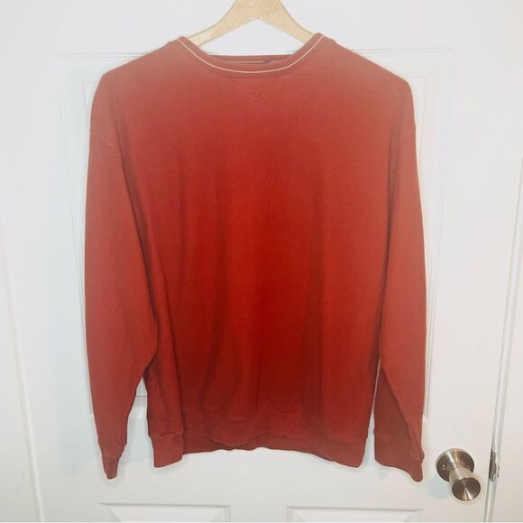 Haggar Rust Orange Textured Fabric Cotton Long Sleeve T-Shirt L - Picture 4 of 8